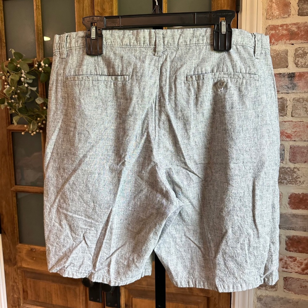 Banana Republic Aiden Short Men 36 Grey Heathered Linen Cotton Blend Casual FLAW - Picture 8 of 8